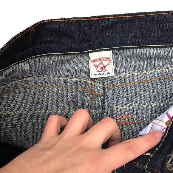 Brand New Vintage True Religion Embroidered Jeans Size 32 JOEY Blue - Picture 11 of 12